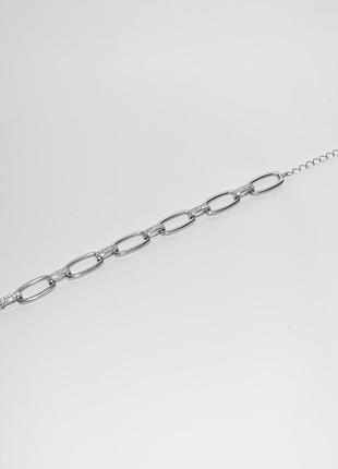 Серебряный браслет со вставкой фианит, размер 16,5 см x 0,6 см, вес: 16.2 г