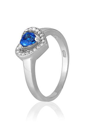 Серебряное кольцо с голубыми фианитами, размер 17,5, вес: 3.0 г