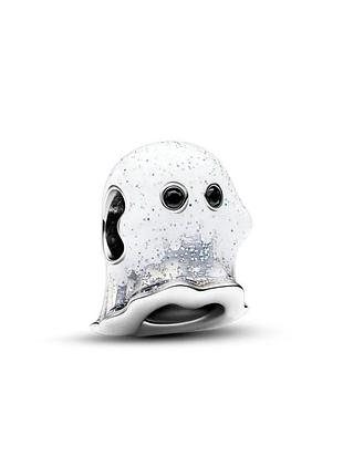 Серебряная бусина pandora "призрак бу, светящийся во тьме"