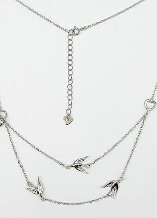 Серебряное колье со вставкой swarovski zirconia, размер 40 см x 0,15 см, вес: 5.0 г