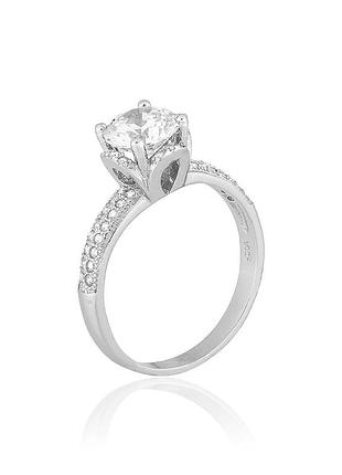 Серебряное кольцо с фианитами, размер 18,0, вес: 3.1 г