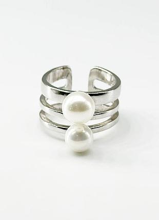 Серебряное кольцо со вставкой sea shell pearl, размер 17,5, вес: 5.3 г