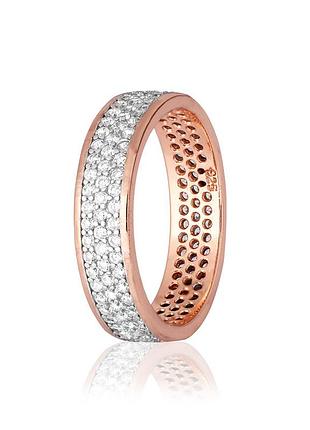 Серебряное кольцо с фианитами, размер 15,5, вес: 3.0 г