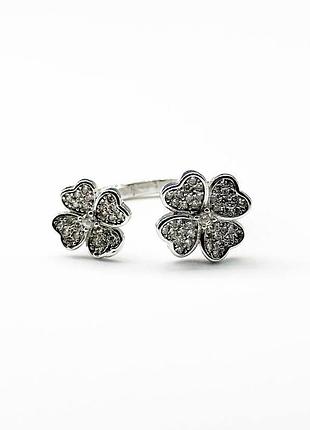 Срібна каблучка в стилі "van cleef та arpels" з фіанітами, розмір 18,5, вага: 3.2 г