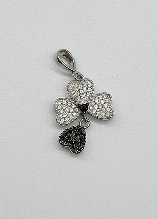 Серебряная подвеска в стиле "van cleef и arpels" с фианитами