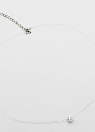Серебряное колье мононить со вставкой swarovski zirconia, размер 40 см x 0,05 см, вес: 1.2 г