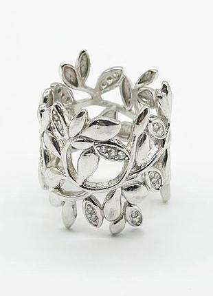 Серебряное кольцо в стиле "tiffany" с фианитами, размер 16,5, вес: 7.2 г