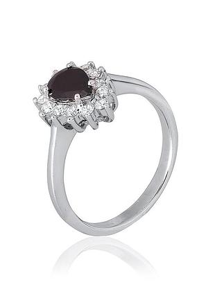 Серебряное кольцо с черными фианитами, размер 18,0, вес: 2.7 г