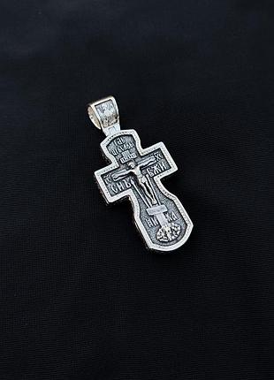 Серебряный крест meridian 925 пробы с чернением кр0210 без шнурка