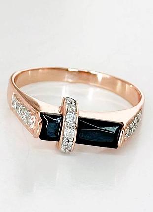Серебряное кольцо со вставкой фианит/оникс, размер 20,5, вес: 3.2 г