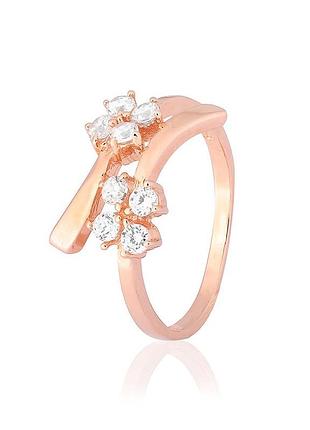 Серебряное кольцо в позолоте с фианитами, размер 16,0, вес: 3.0 г