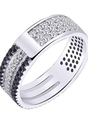 Серебряное кольцо с фианитами, размер 17,0, вес: 4.0 г