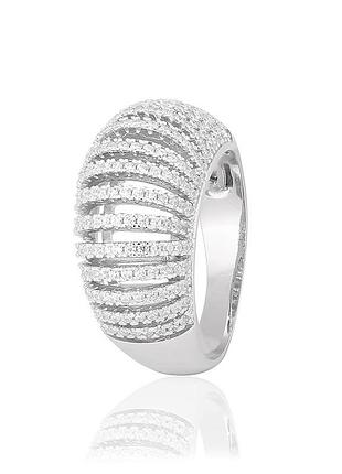 Серебряное кольцо с фианитами, размер 19,0, вес: 6.9 г