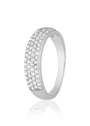 Серебряное кольцо с фианитами, размер 16,5, вес: 2.5 г