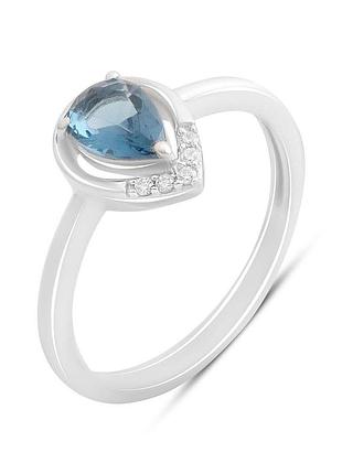 Серебряное кольцо komilfo с топазом лондон блю 0.555ct, вес изделия 1,94 гр (2188575) 17 размер