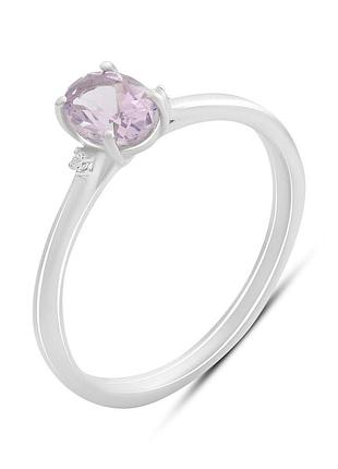 Серебряное кольцо komilfo с натуральным аметистом 0.713ct, вес изделия 1,72 гр (2189336) 18 размер