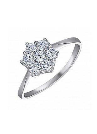 Серебряное кольцо с фианитами, размер 16, вес: 1.5 г