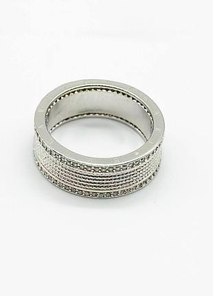 Серебряное кольцо в стиле "bvlgari" со вставкой фианит, размер 18,5, вес: 8.1 г