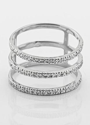 Серебряное кольцо со вставкой фианит, размер 16,0, вес: 3.5 г