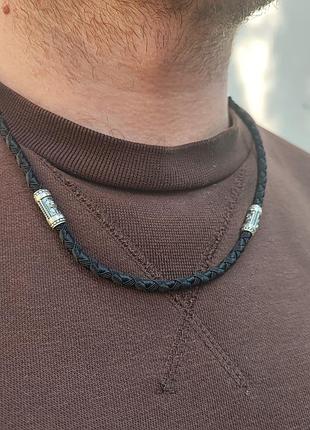 Шнурок с серебряными окончаниями и вставками meridian 925 пробы 846/4ск 65