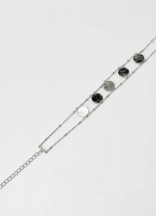 Серебряный браслет родированный, размер 17 см x 1,2 см, вес: 5.8 г