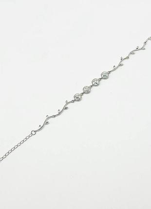 Серебряный браслет со вставкой фианит, размер 17 см x 0,7 см, вес: 7.0 г