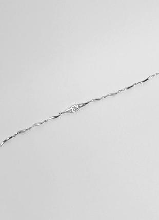 Серебряный браслет со вставкой фианит, размер 17 см x 0,3 см, вес: 5.1 г