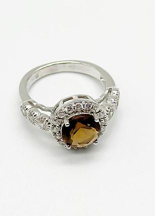 Серебряное кольцо со вставкой фианит, размер 18,0, вес: 4.0 г