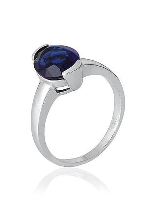 Серебряное кольцо с синими фианитами, размер 17,5, вес: 3.4 г