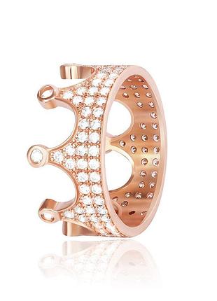 Серебряное кольцо в позолоте с фианитами "корона", размер 16,5, вес: 3.5 г