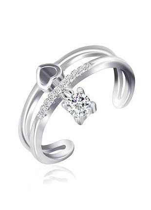 Серебряное кольцо с фианитами, размер 15,0, вес: 2.0 г