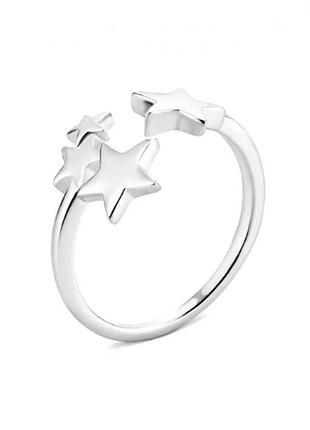 Серебряное кольцо открытое со звездочками, размер 18,0, вес: 1.9 г