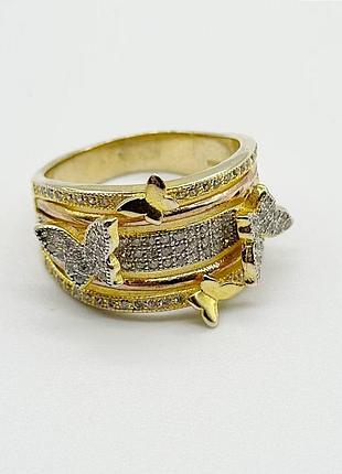 Срібна каблучка в стилі "van cleef та arpels" з фіанітами, розмір 18,0, вага: 7.8 г