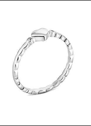 Серебряное кольцо с сердечком, размер 15,5, вес: 1.1 г