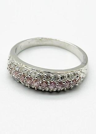 Серебряное кольцо с фианитами, размер 17,5, вес: 3.9 г