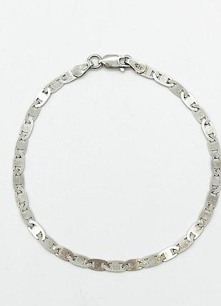 Серебряный браслет, плетение гуччи марина плоский, размер 19 см x 0,3 см, вес: 3.2 г