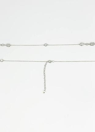 Серебряное колье с фианитами, размер 90 см x 0,1 см, вес: 9.6 г