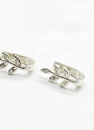 Серебряные серьги с английской застежкой со вставкой фианит