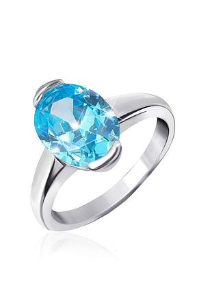 Серебряное кольцо покрытое родием с фианитами, размер 16,5, вес: 3.9 г
