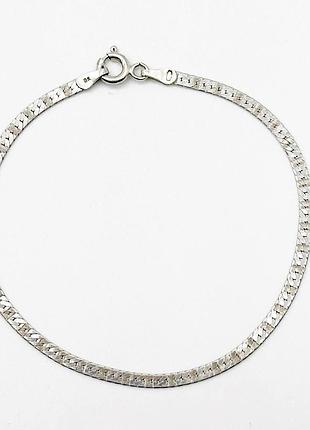 Серебряный браслет, плетение плоская лента, размер 18 см x 0,25 см, вес: 2.2 г