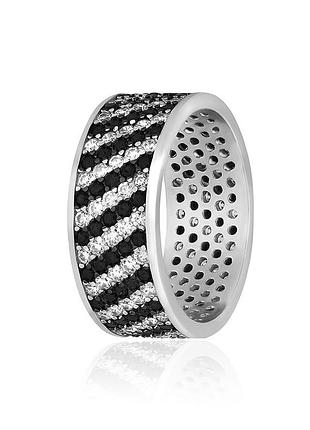 Серебряное кольцо с фианитами, размер 16,0, вес: 3.6 г
