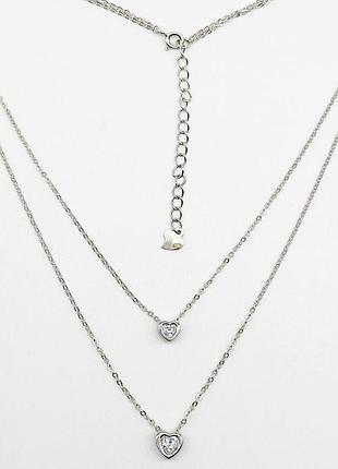Срібне кольє зі вставкою swarovski zirconia, розмір 39-44 см x 0,1 см, вага: 4.0 г