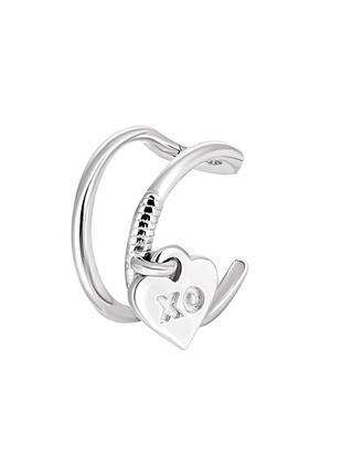 Серебряная сережка кафф с сердечком