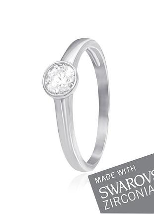 Серебряное кольцо с цирконием swarovski zirconia, размер 16,5, вес: 1.5 г