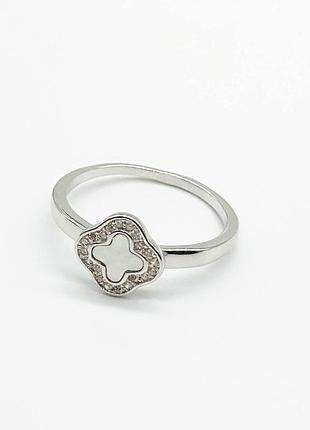 Серебряное кольцо родированное со вставкой, размер 17,5, вес: 2.1 г
