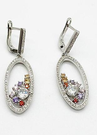 Серебряные серьги с фианитами
