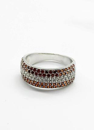 Серебряное кольцо со вставкой фианит, размер 17,5, вес: 3.4 г