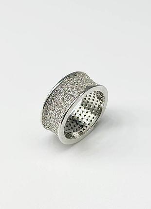 Серебряное кольцо в стиле "bvlgari" с фианитами, размер 16,0, вес: 6.2 г