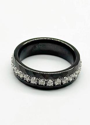 Серебряное кольцо со вставкой фианит/керамика, размер 18,0, вес: 3.6 г