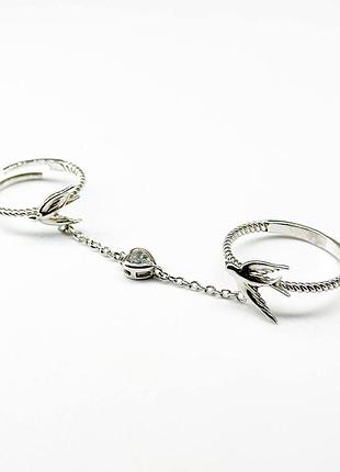 Серебряное кольцо со вставкой swarovski zirconia, размер 17,5, вес: 3.2 г